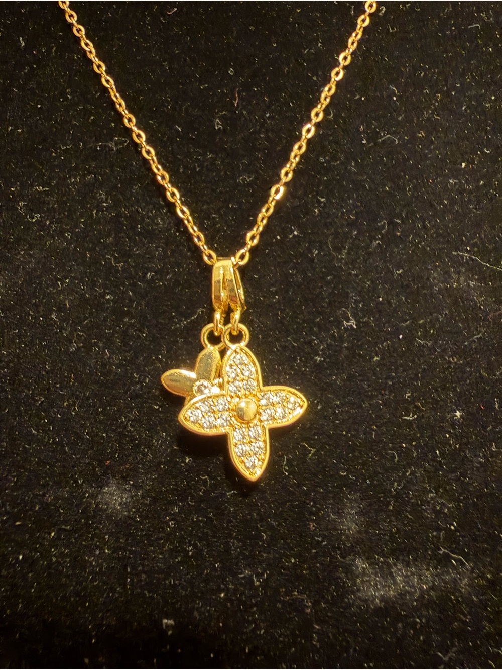 Fashion Jewelry Gold Floral Crystal Pendant Necklace